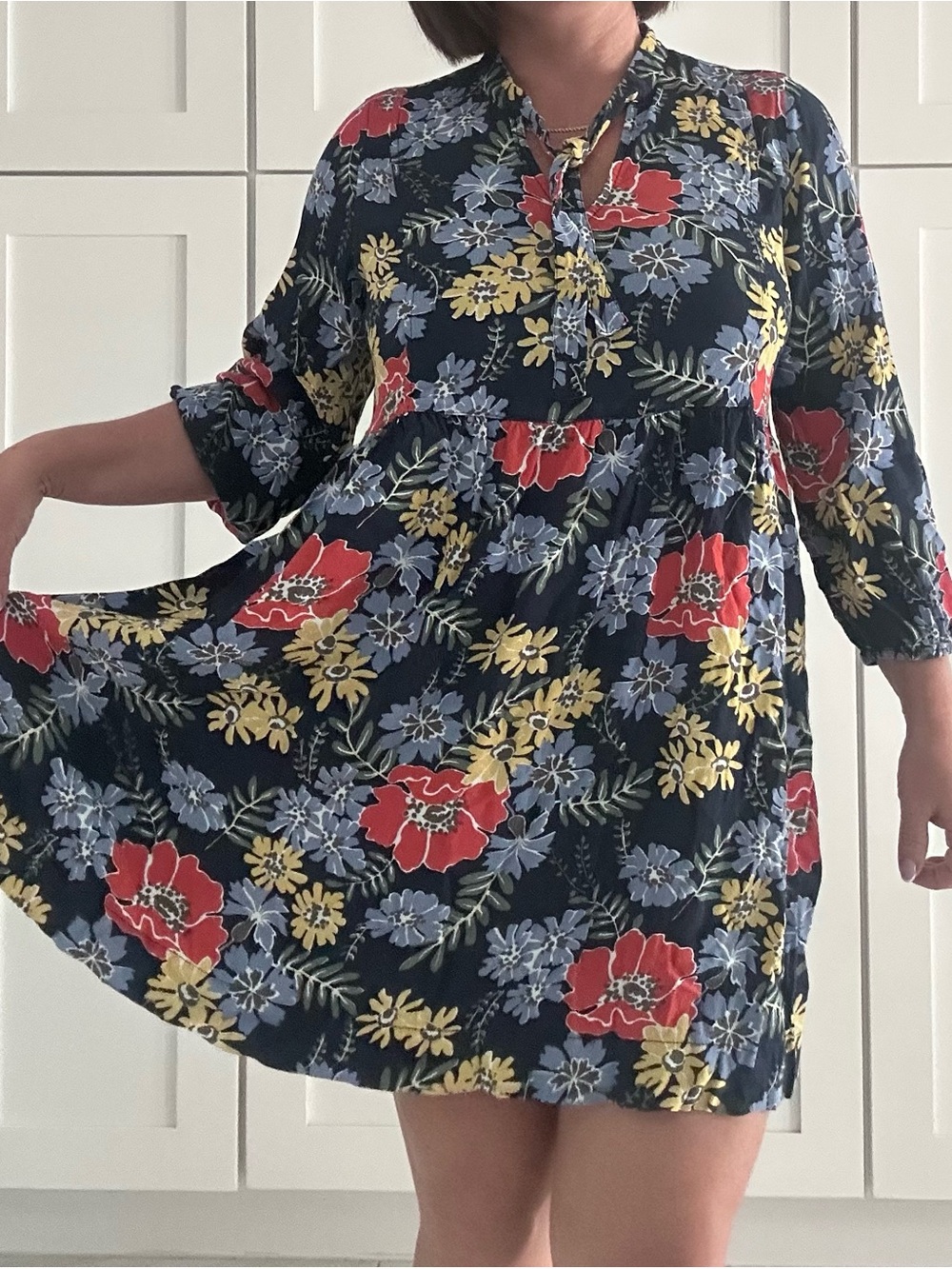 Two of Free assembly Women’s ' Floral Ruffle Yoke Dresses in Rose Red Floral - Picture 8 of 11